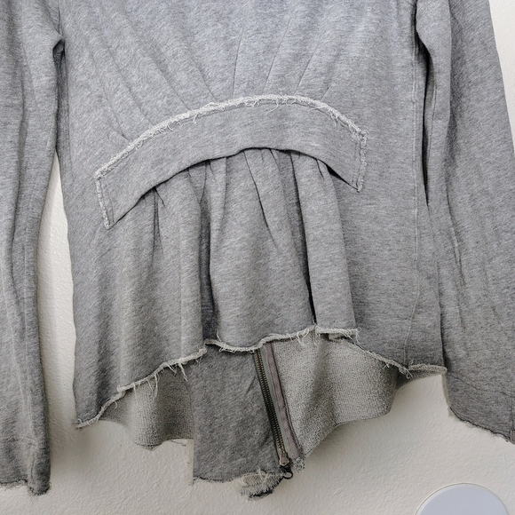 We The Free Gray Ebb & Flow Asymmetrical Ruffle Double Zip Up Jacket Sz L - Picture 14 of 15